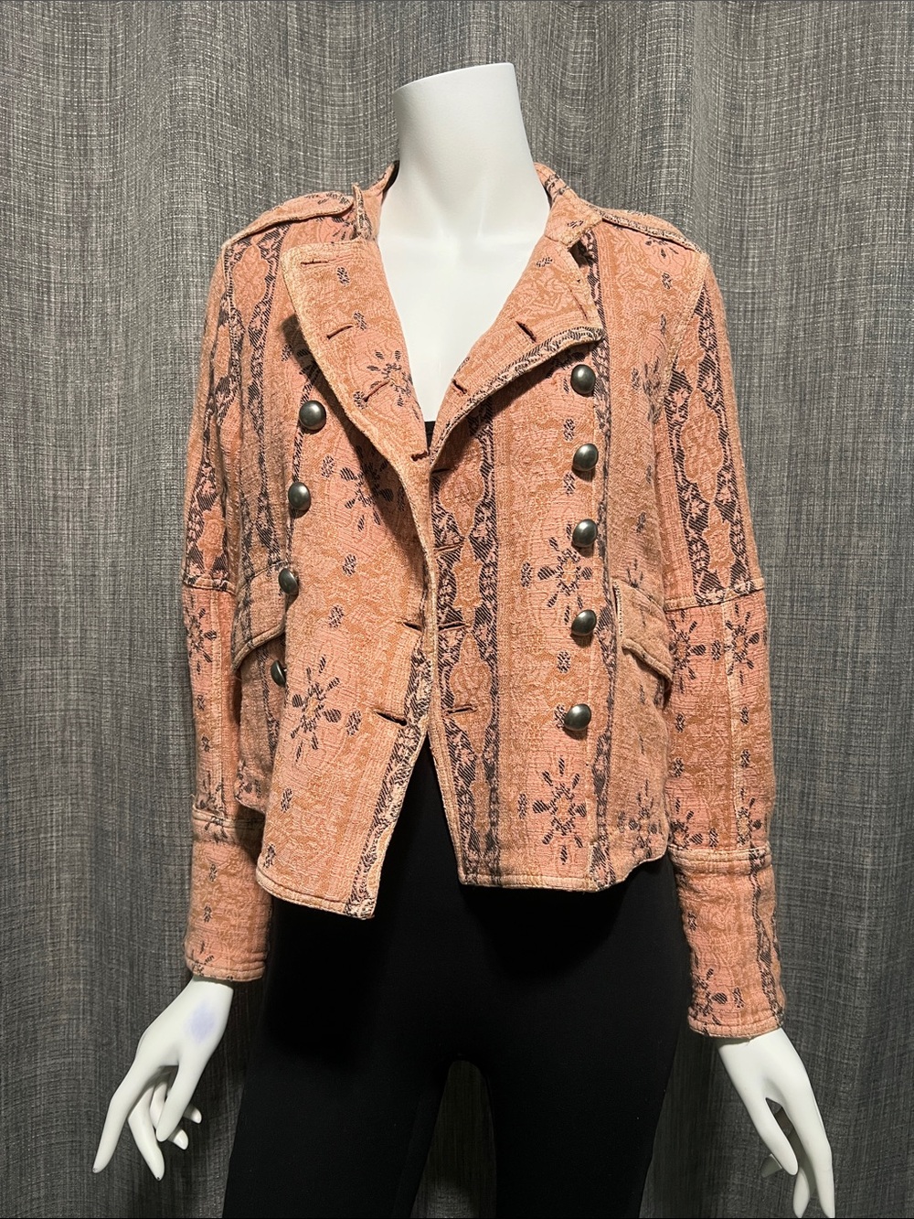 NWOT Free People Lotty 100% Cotton Jacquard Band Jacket Dusty Rose XS - Picture 10 of 14